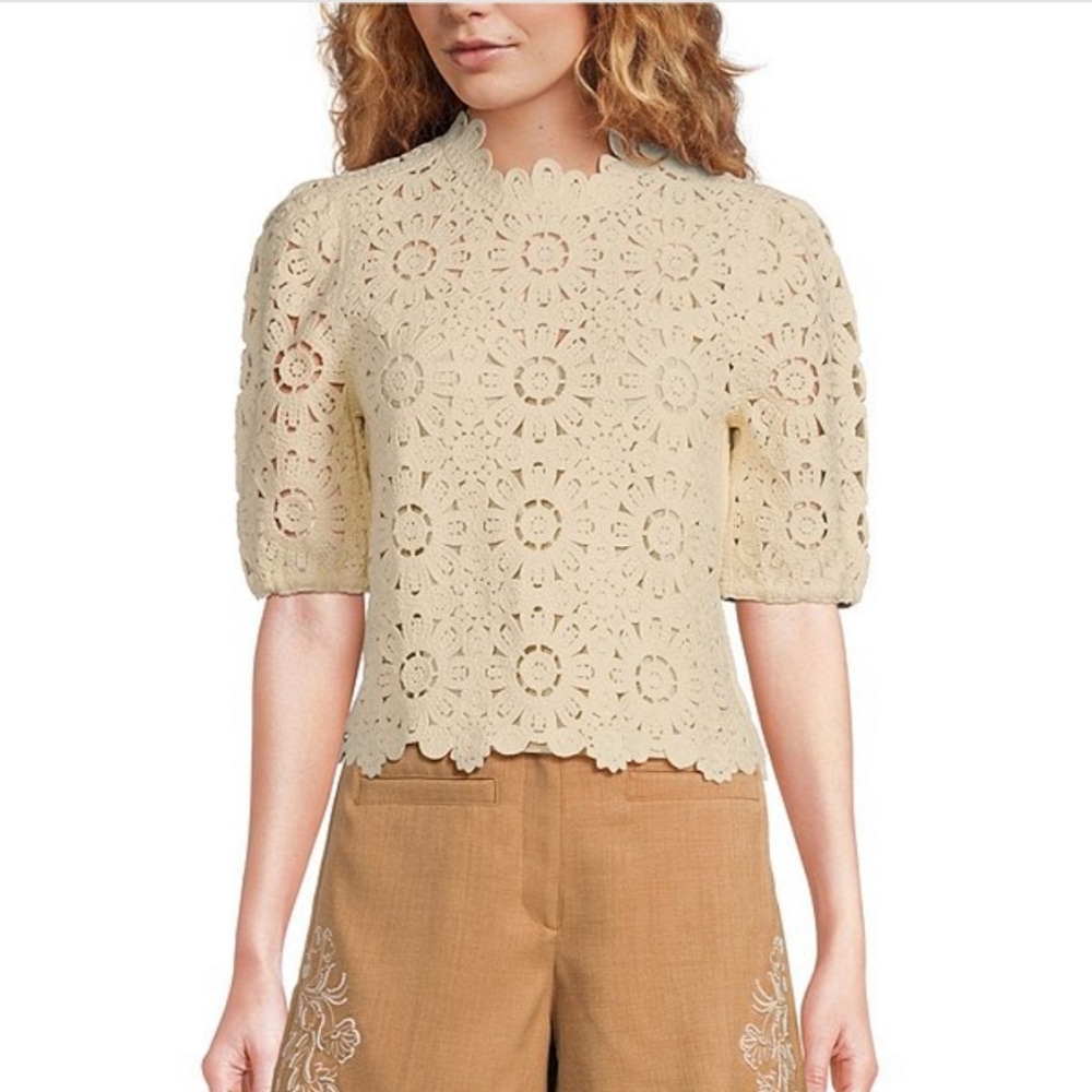 Sam Edelman Cream Doral Crochet Top